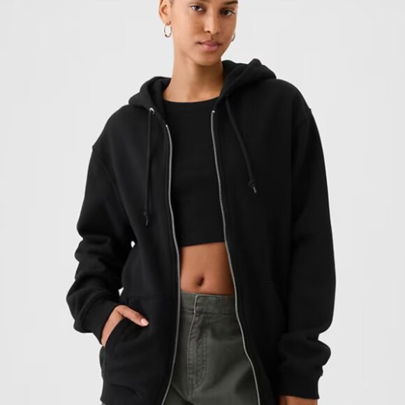 GAP Vintage Soft Full-Zip Hoodie Unisex Size XS - Black - Picture 4 of 6